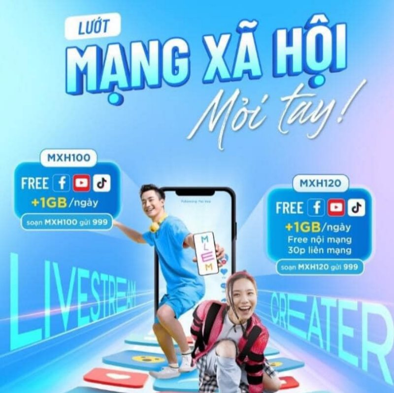 Đăng ký gói MXH120 Mobifone có 30GB free Tiktok, Youtube, Facebook