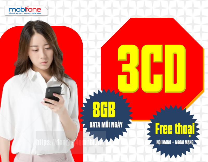 Hướng dẫn đăng ký gói 3CD Mobifone free 8GB/ Ngày + thoại hấp dẫn